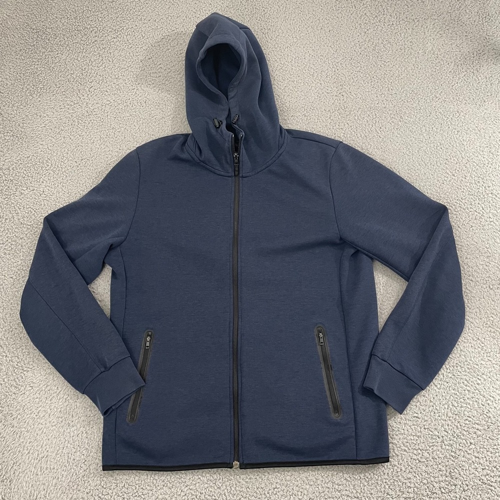 Uniqlo Dry Stretch Hoodie Men L Navy Tech Hooded Full Zip